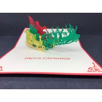 Handmade 3D Pop Up Christmas Xmas Card Reindeer Santa Claus Sledge Gift Delivery, Seasonal Greeting, Xmas Gift, Ornaments, Decorations.